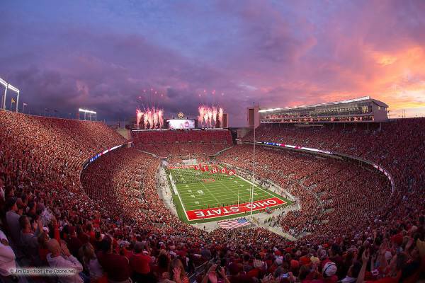 The sites of the FIRST EVER College Football Playoff games played on-campus:

• Notre Dame Stadium
• Beaver Stadium
• DKR-Texas Memorial Stadium
• Ohio Stadium

Pantheons of the sport. Very cool.