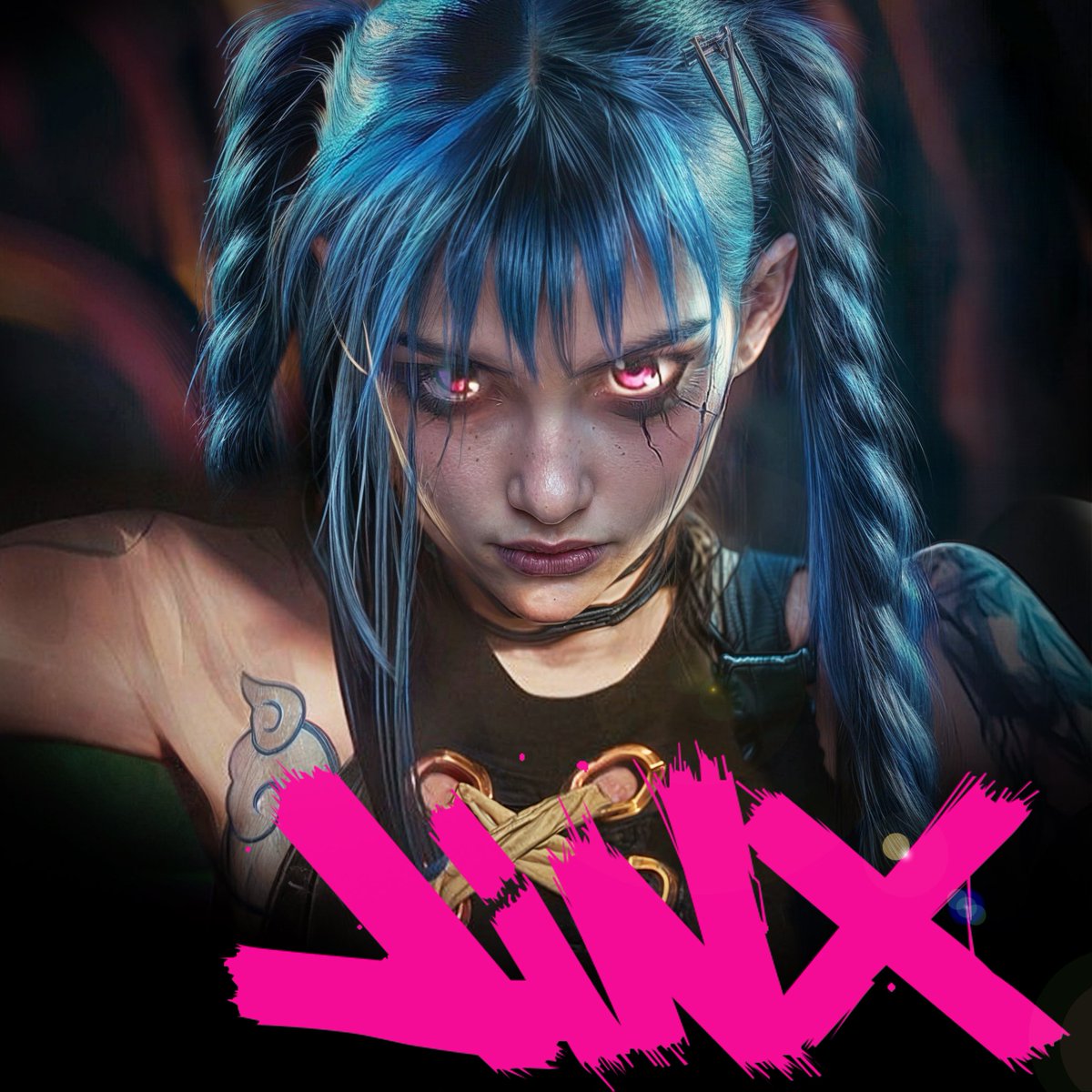 FlyDesignJC's tweet image. Personajes de #arcane #jinx #photoretouching #photoshop #creative #vi #catilyn
