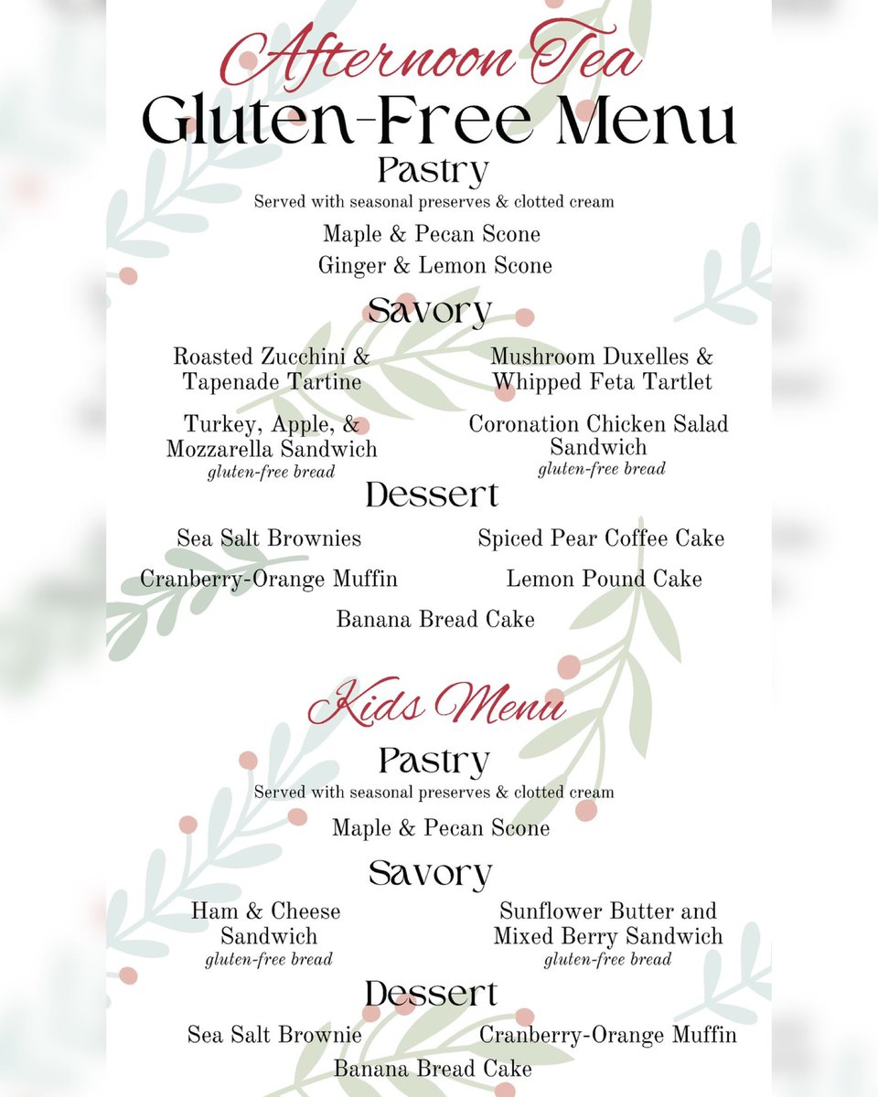 🫖 Our Holiday Afternoon Tea reservations are sold out for the season, but if you are still looking to enjoy our holiday offerings with friends and loved ones, you can place an order for take-out (with 4 days notice) and host an Afternoon Tea experience at home!