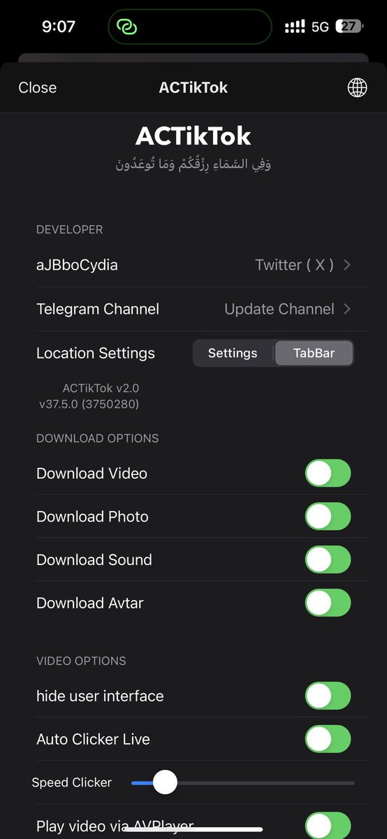 aJBboCydia's tweet photo. تم تحديث اداة ACTikTok لتطبيق TikTok رقم 2.0

جميع التغييرات والتحميل عنطريق التليقرام لاصحاب المتاجر ipa
https://t.co/xdht3iquwC

لاصحاب جلبريك dopmaine سورس
https://t.co/HlABB2qpIz
لاصحاب جلبريك roothide سورس
https://t.co/6MdQSLzz3y
لاصحاب TrollFools
https://t.co/JdAZr4FWjT https://t.co/HppT5JAh1F