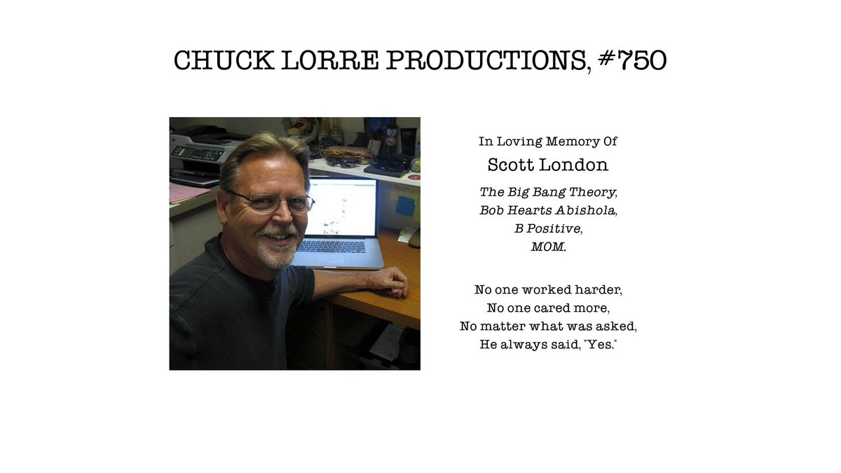 Scott London, Prop Master for Big Bang Theory and many other shows, has recently passed away. 😔

Chuck Lorre used the ending title card on the most recent episode of George and Mandy as a memorial to London. Thank you to <a href="/Tensor11/">Rick Kopp</a> for letting us know.

memorialvale.live/2024/12/06/sco…