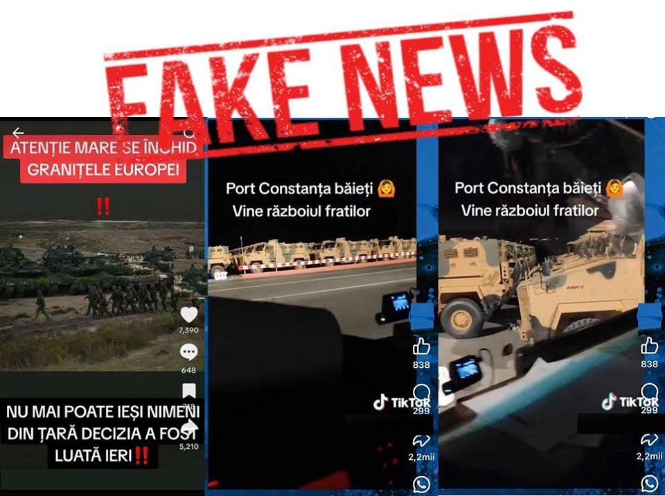 RRInternational's tweet photo. @MApNRomania Ministerul Apărării Naţionale a avertizat duminică seară, pt. a doua oară într-o singură zi, că românii sunt bombardați pe #TikTok & alte rețele cu #false #imagini, menite să inducă #panică, ce pretind că s-ar închide #granițele, iar #războiul ar fi iminent. (1/8) https://t.co/1KLGdqpH7G