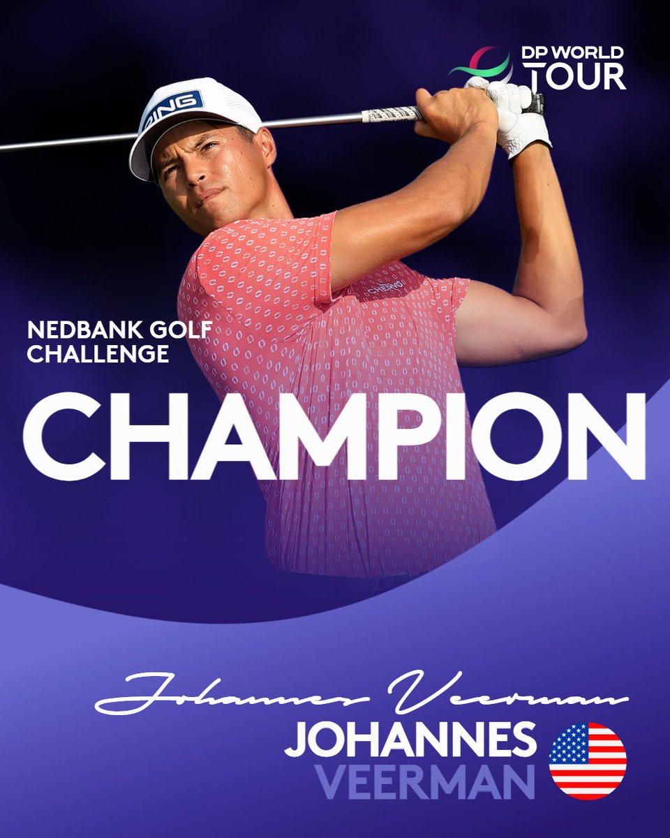 DPWorldTour's tweet photo. Johannes Veerman wins the Nedbank Golf Challenge on his debut at Sun City 🏆

#NGC2024 https://t.co/xnOIyLsbY7