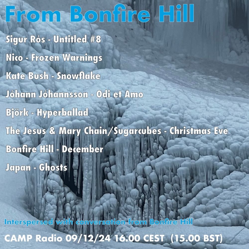 listen_camp's tweet photo. 4-5pm: From Bonfire Hill

Music, songs, words, sounds, symphonies and anthems from the uncanny slopes of Bonfire Hill. An aural almanac. 

@onbonfirehill | https://t.co/F2pvK76cGA
#Electronic #Folk #FolkLore #FieldRecording #MemoryScape

*⏰CET https://t.co/K2pQU3slyK