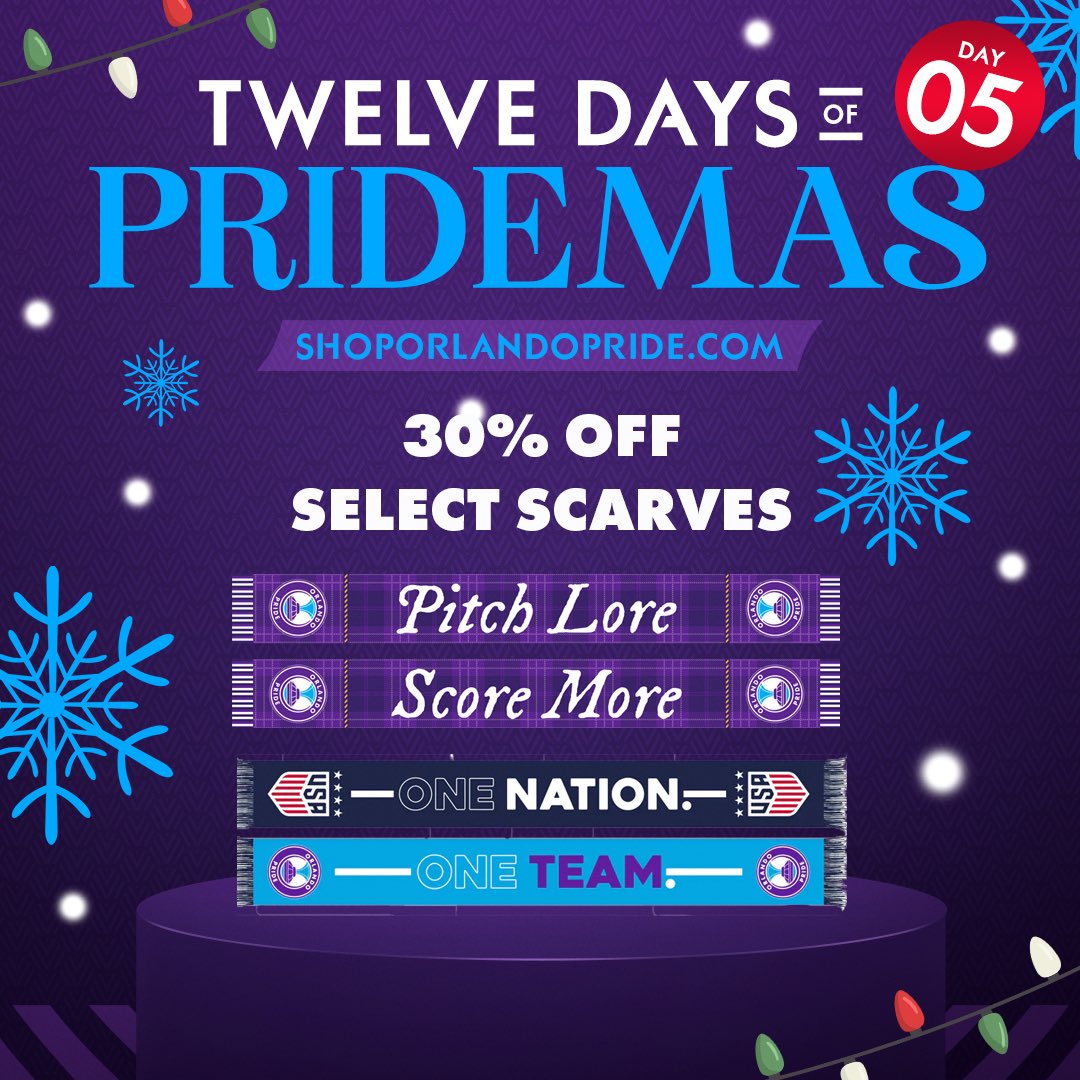ShopORLPride's tweet image. 🎶Oh the fifth day of Pridemas, the Pride gave to me: 30% off select scarves! 🧣🧣
*Add scarf to your cart to receive your discount
🛍️ shoporlandopride.com/collections/sc…