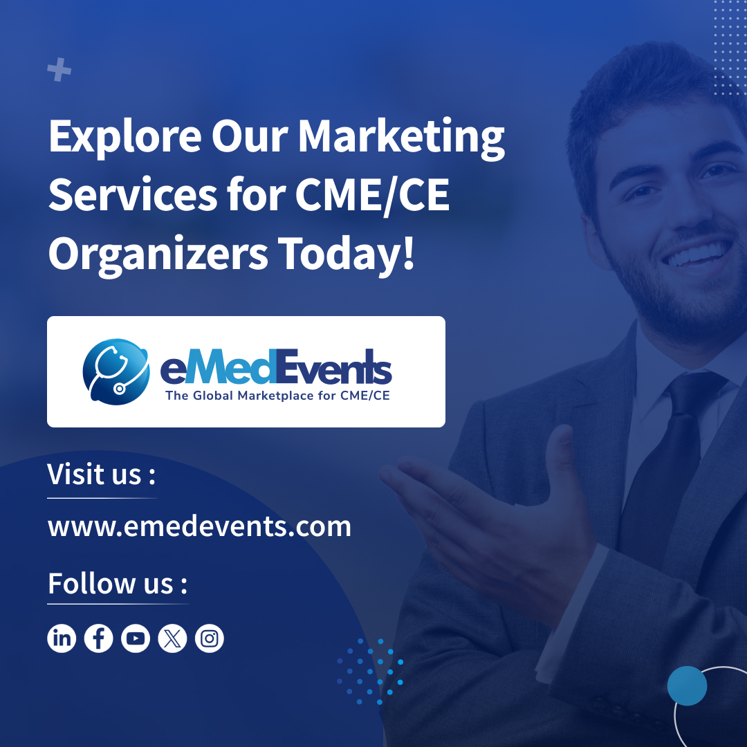 eMedEvents's tweet photo. 🚀 Igniting Success of CME/CE Medical Event Organizers with Our Marketplace Partnership!
🔗 Explore Our Marketing Services for Organizers today: https://t.co/FgZowgcNE9
#EventOrganizers #CourseProviders #HealthcareInnovation #MarketingServices #eMedEvents https://t.co/1D4NIUU3Vn