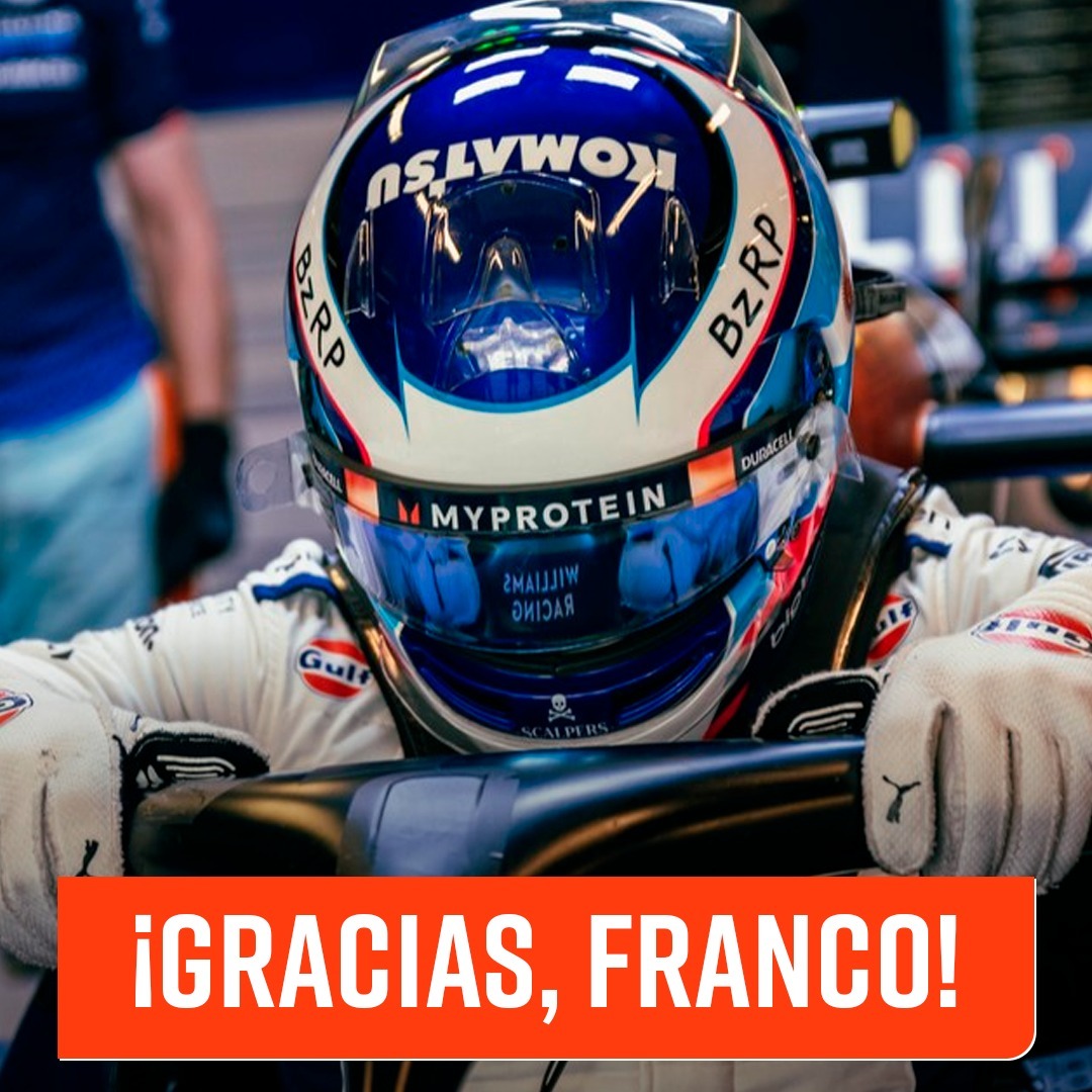 FOXSportsArg's tweet photo. #F1xFoxSports | ¡GRACIAS, FRANCO! Gracias por estas 9 carreras en la máxima categoría del automovilismo.

"Vamos, neneeee", diría @puenteadrian

La Fórmula 1 la vivís en @TelemetricoF1 junto a @aagulla_TV y @f1andersen en la pantalla de Fox Sports https://t.co/RdbM1RhEEc