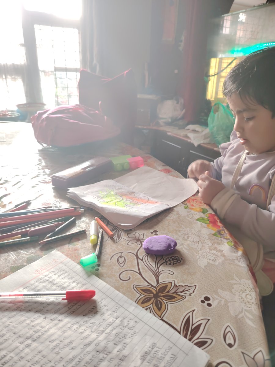 bhandarijyoti's tweet photo. When you are checking exam copies and your kid joins you for "homework".
Truely working in home is home work. https://t.co/DfLP29dO6z