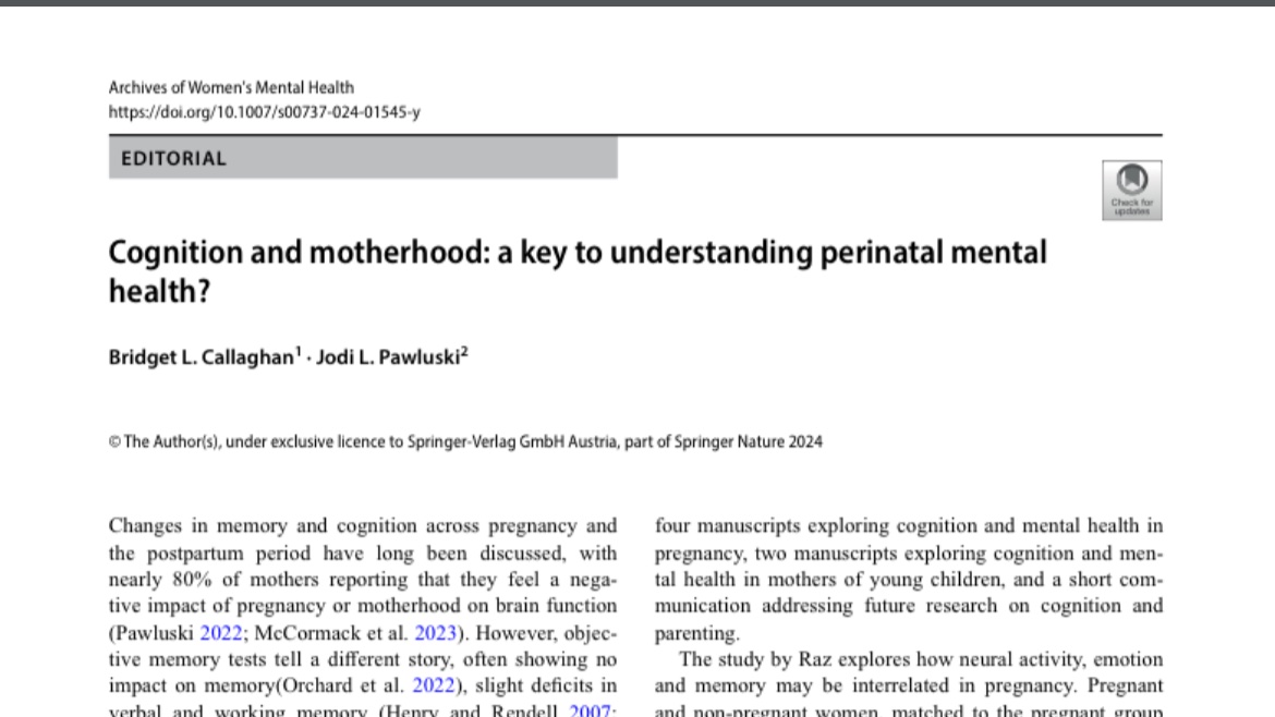 Dr. Jodi Pawluski, PhD, HDR, PMH-C (@jodipawluski) on Twitter photo Our special collection "Cognition and motherhood: a key to understanding perinatal mental health?" is online <a href="/AWMH_Journal/">Archives of Women’s Mental Health</a> , co-edited with the amazing <a href="/Dr_BCallaghan/">Dr. Bridget Callaghan</a> 🤩
Check out our editorial:
rdcu.be/d2AZZ
Articles here: link.springer.com/collections/ie… Our special collection "Cognition and motherhood: a key to understanding perinatal mental health?" is online <a href="/AWMH_Journal/">Archives of Women’s Mental Health</a> , co-edited with the amazing <a href="/Dr_BCallaghan/">Dr. Bridget Callaghan</a> 🤩
Check out our editorial:
rdcu.be/d2AZZ
Articles here: link.springer.com/collections/ie…