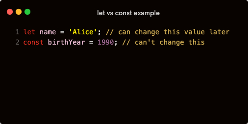 VarunDeva's tweet image. Let’s start with a basic example using let and const:
#JSBasics