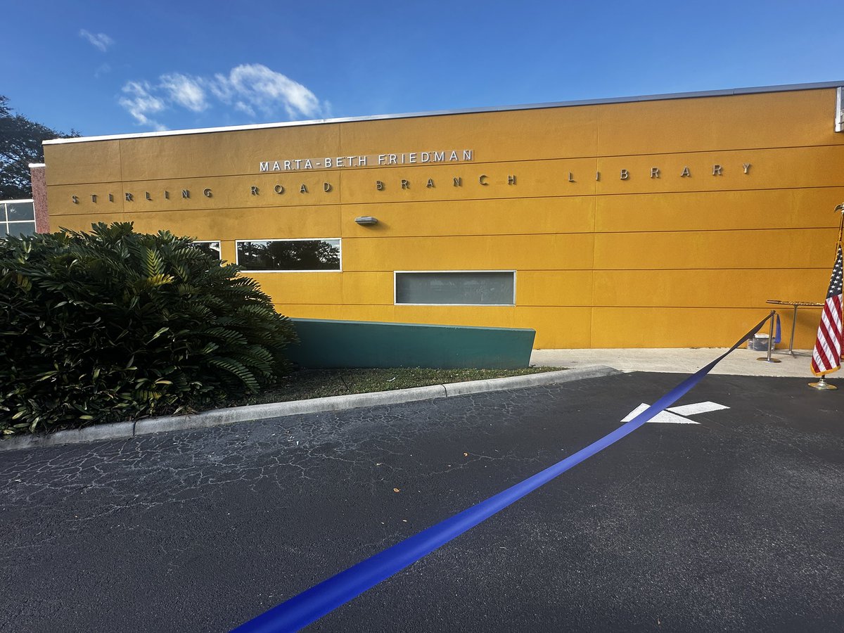 Stirling Road Branch Library gets a new name today-honoring Marta-Beth Friedman - active member of Broward Library Advisory Board.