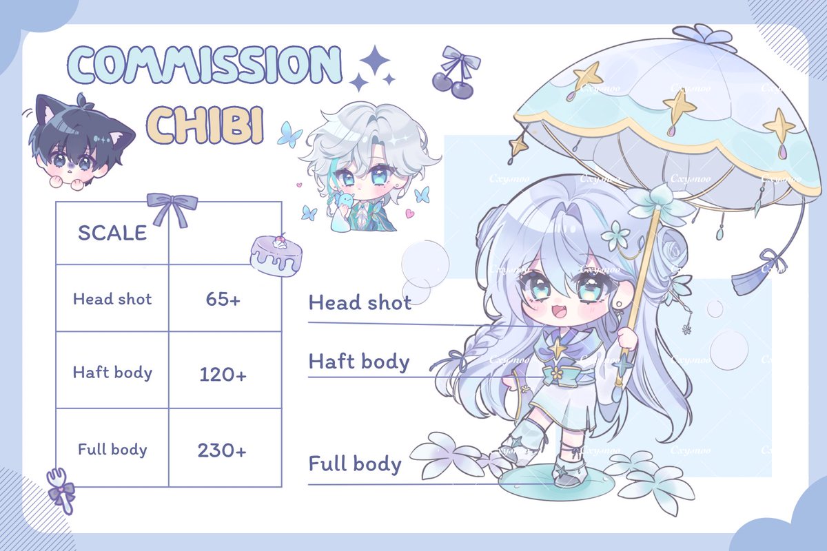 CxySnoo's tweet photo. รบกวนฝากรีด้วยนะคะ

อ่านรายละเอียดก่อนจองนะคั้บ

CMS Chibi open !*~

🎀 Chibi 🎀
• Head 65+
• Half body 120+
• Full body 230+
•เชิงพาณิช x2

งานเริ่ม 9/12

จองที่ : DM or Mention ได้เลยค่ะ

เนื่องในเดือนเกิดเรา CMS จิบิ Head shot 1 ก้อน ให้คิวเเรกนะคะ🫶🏻

 #commissionTH https://t.co/oMnqbbVE5e