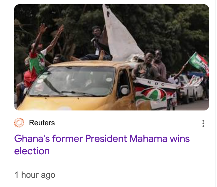 Congratulations to His Excellency Former President      Mr. John Mahama <a href="/JDMahama/">John Dramani Mahama</a> 

and Congratulations to His Excellency Former President 
Mr. Donald Trump <a href="/realDonaldTrump/">Donald J. Trump</a> 

It's not a coincidence that they are both former Presidents. I am excited for 2025! Thank You Jesus!