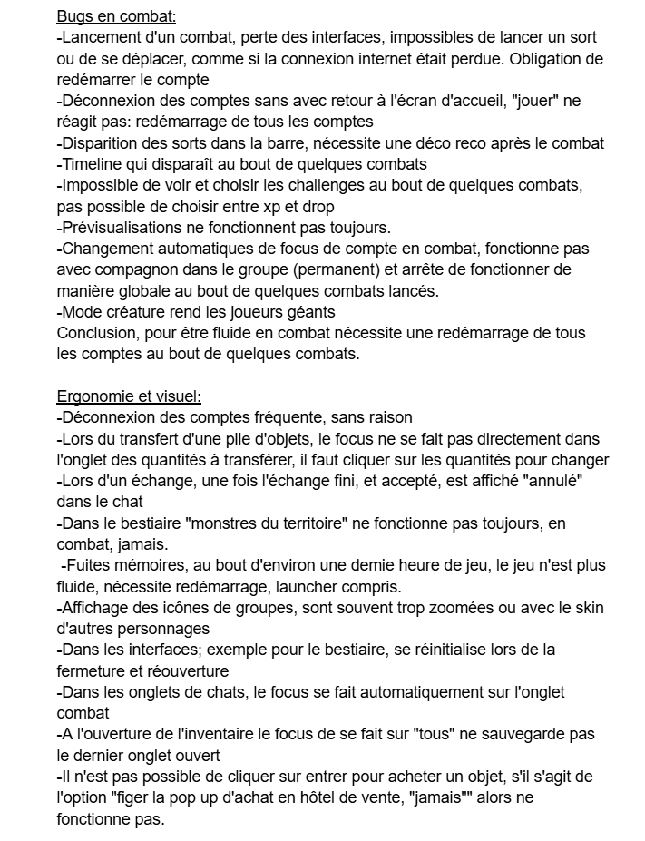 Prunel96's tweet photo. Bonjour @AnkamaGames @DOFUSfr, si jamais ça peut vous inspirer pour la prochaine MAJ. Pour beaucoup de bug, je sais qu'il existe des solutions, par exemple le mode créa etc... Mais on ne devrait pas avoir à choisir quelles options utiliser ou non pour minimiser les bugs. https://t.co/NTZx8h1HiR