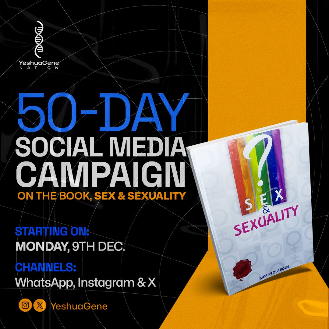 YeshuaGene's tweet photo. In today’s world of endless battles over identity, you are not strange!

The wisdom you need to understand yourself and others is here.

This book 'Sex &amp; Sexuality' reveals how God’s design for male and female holds the key to peace, purpose, and true identity. https://t.co/2xAnPOeUbM