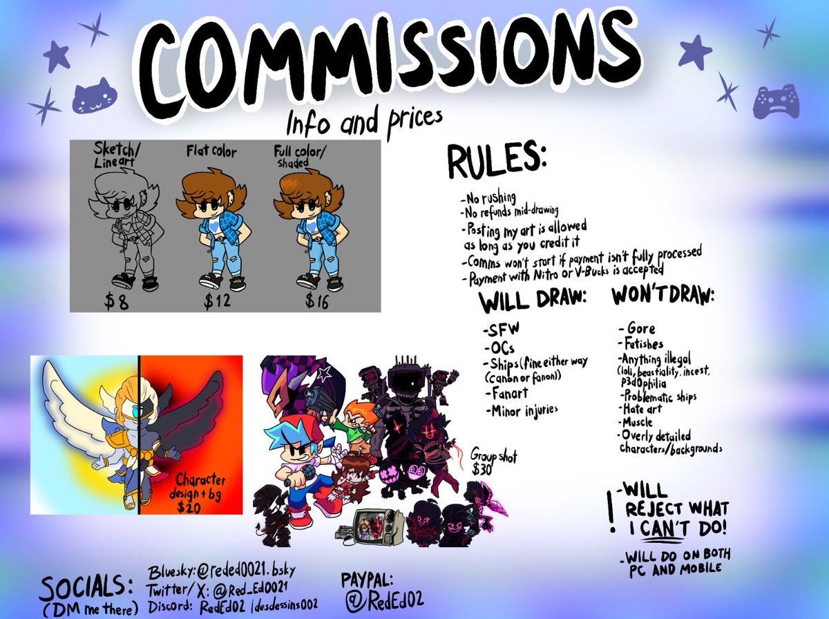 Red_Ed0021's tweet photo. Forget that old thing! Here's my new and improved commission sheet!
A couple of examples are found in my profile; DM me if interested
-
#art #commissions #artistforhire #commsopen https://t.co/rX6p4g19Ua