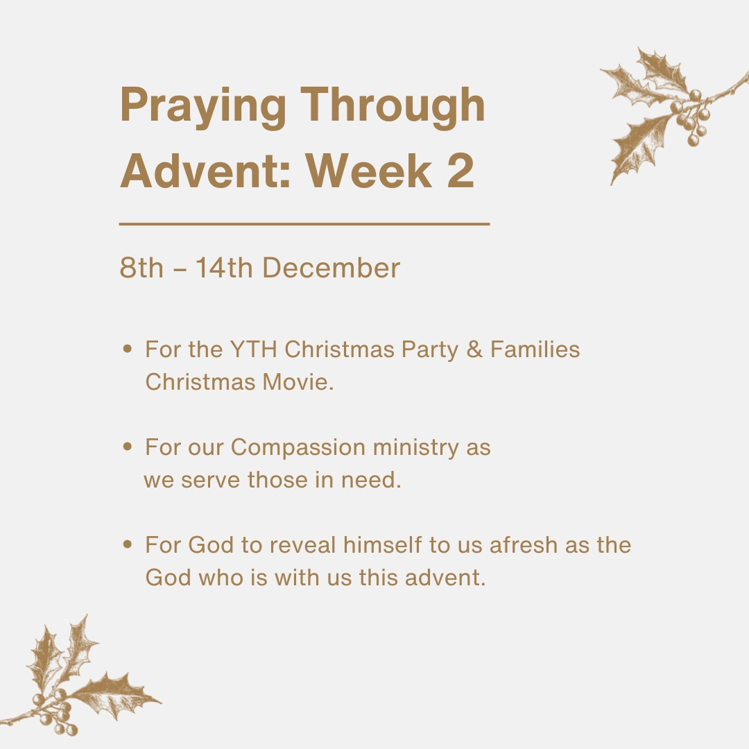 We want everything we do to be founded in prayer, so as we enter the Christmas season and close out 100 Days of Prayer, we’re inviting our CCV to be praying specifically through Advent. Here’s some things to be praying for this week!