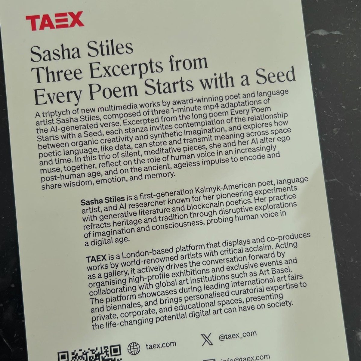 last day of <a href="/untitledfairs/">Untitled Art</a>.
<a href="/taex_com/">TAEX</a> ❤️💚💙