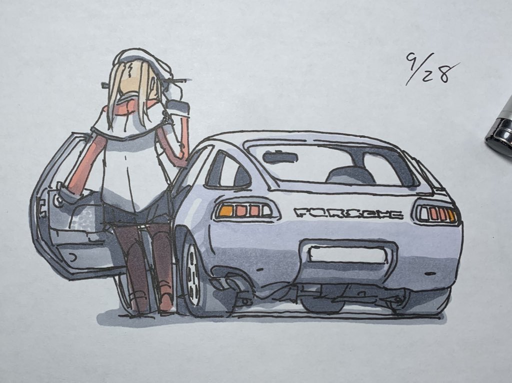グラーフ・ツェッペリン(艦これ) 「グラーフさんポルシェを添えて 」|ひじからのイラスト