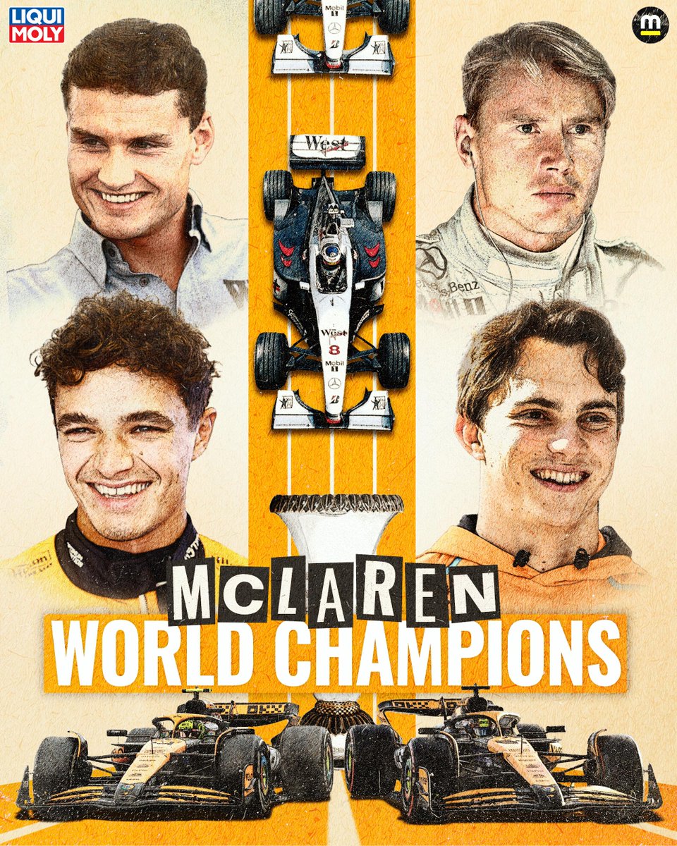 Motorsport's tweet photo. MCLAREN ARE 2024 WORLD CHAMPIONS 🏆 

Their first championship since 1998! 👑 

#AbuDhabiGP https://t.co/6drPFUWYh2