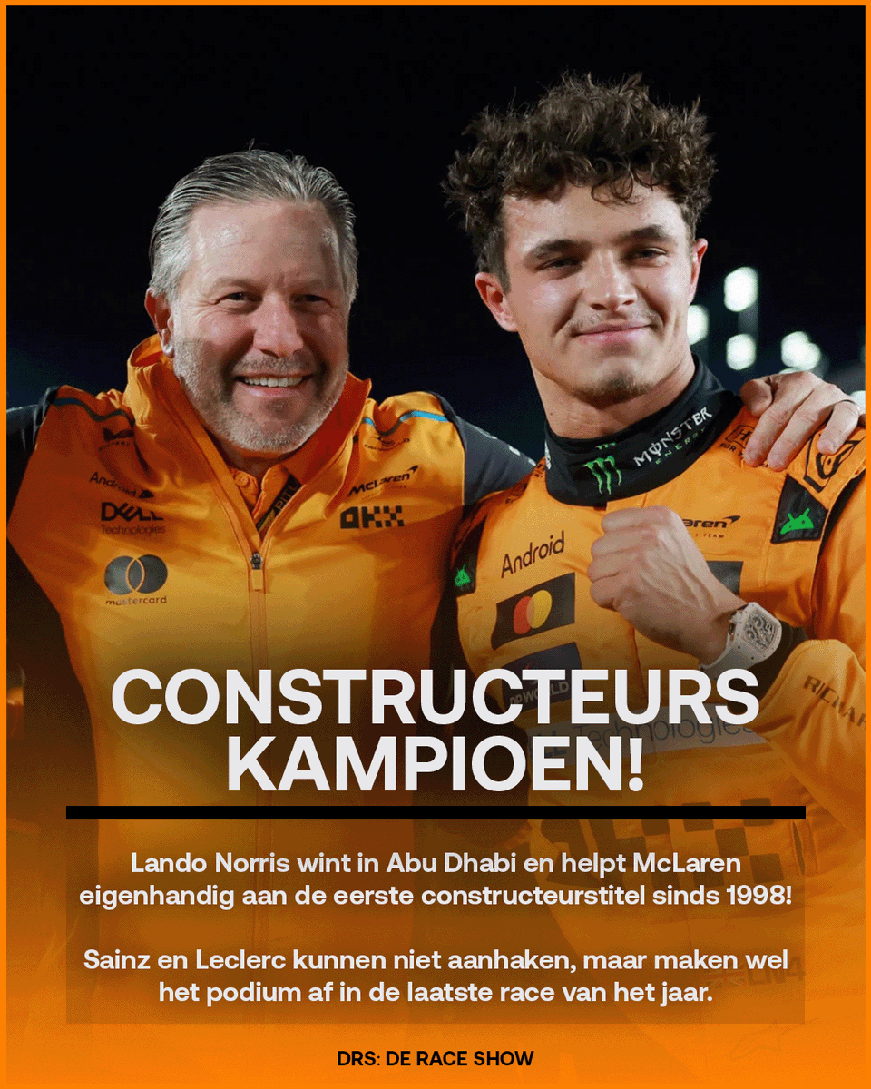 Een prachtige bekroning op een prachtig Formule 1 seizoen, McLaren pakt de titel door een fantastische race van Lando Norris! 🧡🍊