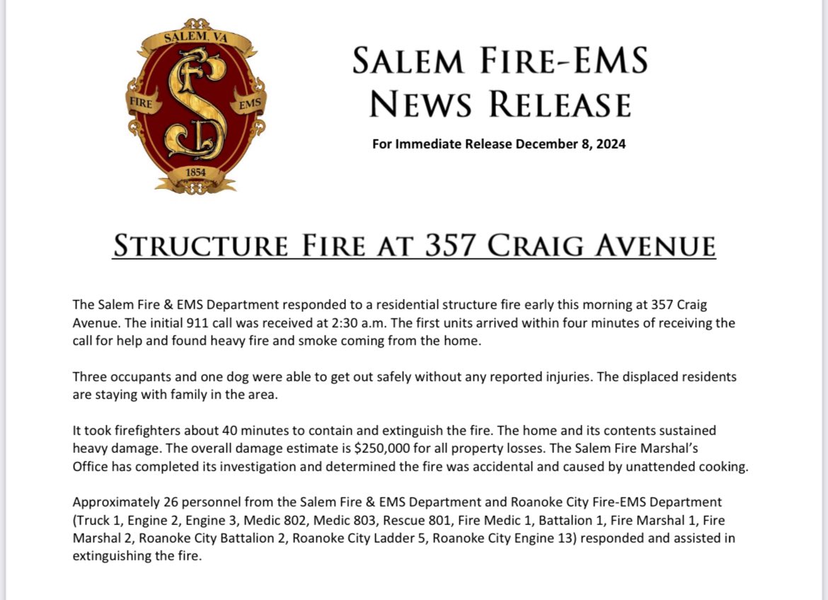 Salem (VA) Fire-EMS (@salemvafireems) on Twitter photo 