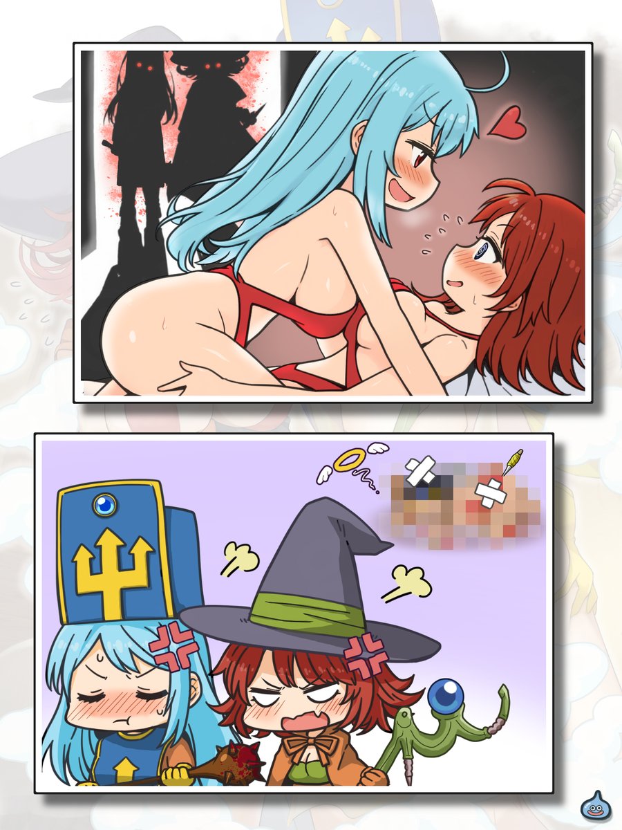 tsgame's tweet photo. 「どうだお前の大好きな僧侶ちゃんの水着姿、ちっとはそそるか？」
「～～～っ！！（コクコク）」
「っていうか、中身がお前の魔法使いちゃん、いつもと雰囲気違ってなんだか可愛いな。ちょっと興奮してきたぜ、へへへ…って、ん？」

ｺﾞｺﾞｺﾞｺﾞｺﾞｺﾞｺﾞ…

#ドラクエ3
#変化の杖 https://t.co/cBPAWQzcS2