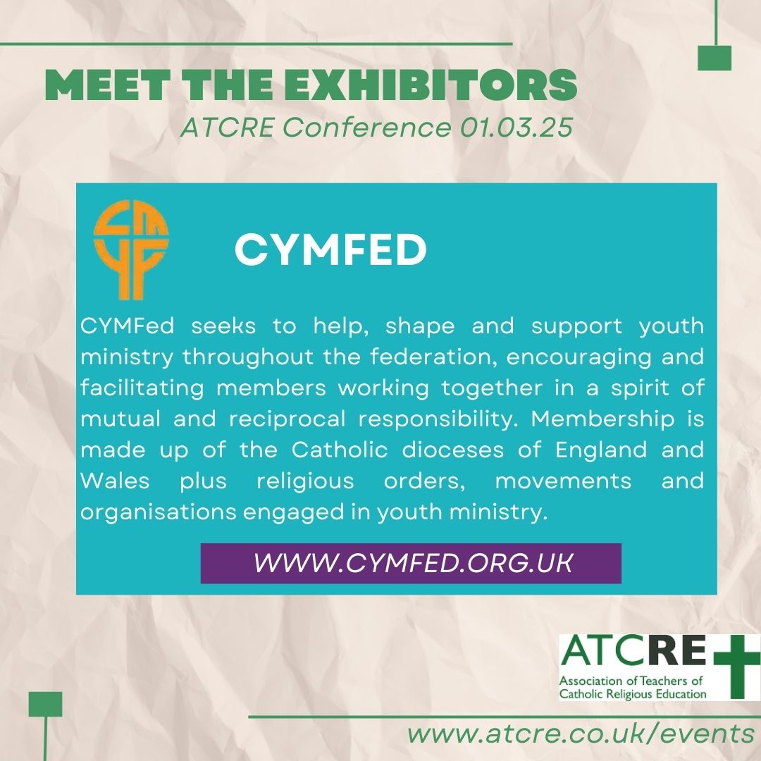 ATCRE_EW's tweet photo. We are delighted to welcome @cymfed as one of our conference exhibitors. Tickets are now on sale for the ATCRE National RE Conference in Birmingham on Sat March 1st.  The theme is 'Scripture at the heart'.   Tickets at https://t.co/XnWyZLHO2X #ATCRE2025 https://t.co/pK9zHtQXtu