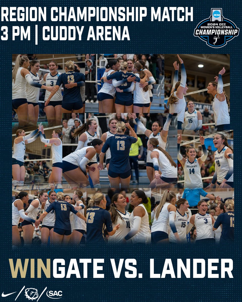 WU_Bulldogs's tweet photo. Region Championship Sunday for @WingateVB !
π @LanderAthletics
π Wingate, NC
β° 3 PM (Region Title Match)
π₯ https://t.co/qjpDHBNYuj (FREE STREAM)
π https://t.co/KaXHL2w6Xe
π° https://t.co/XIVmuIBCQt
#OneDog | #WUVB https://t.co/iGUNG8b3Ht