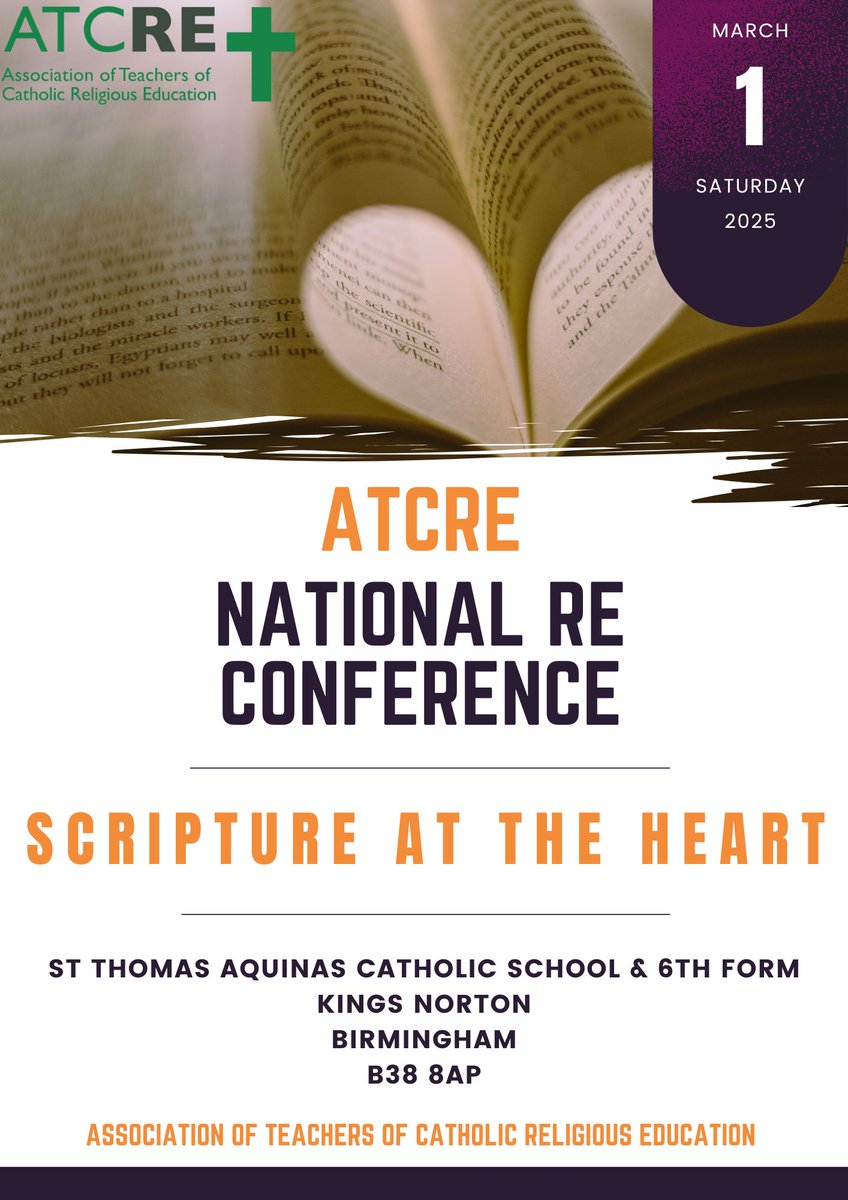 We are delighted to welcome <a href="/cymfed/">CYM Federation</a> as one of our conference exhibitors. Tickets are now on sale for the ATCRE National RE Conference in Birmingham on Sat March 1st.  The theme is 'Scripture at the heart'.   Tickets at atcre.co.uk/event-list #ATCRE2025