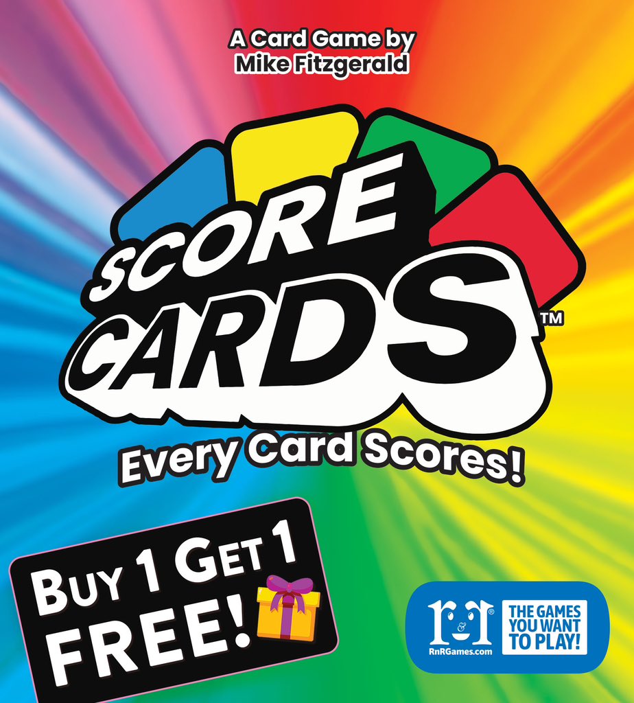 It's a BOGO BONUS Advent Day! Featuring Score Cards: Score Cards fast-paced card game with one simple goal: score! Lot's of strategy - With such easy rules. Today Only: Buy one, and get a 2nd Score Cards free! (A great gift for you...AND someone else!)   
rnrgames.com