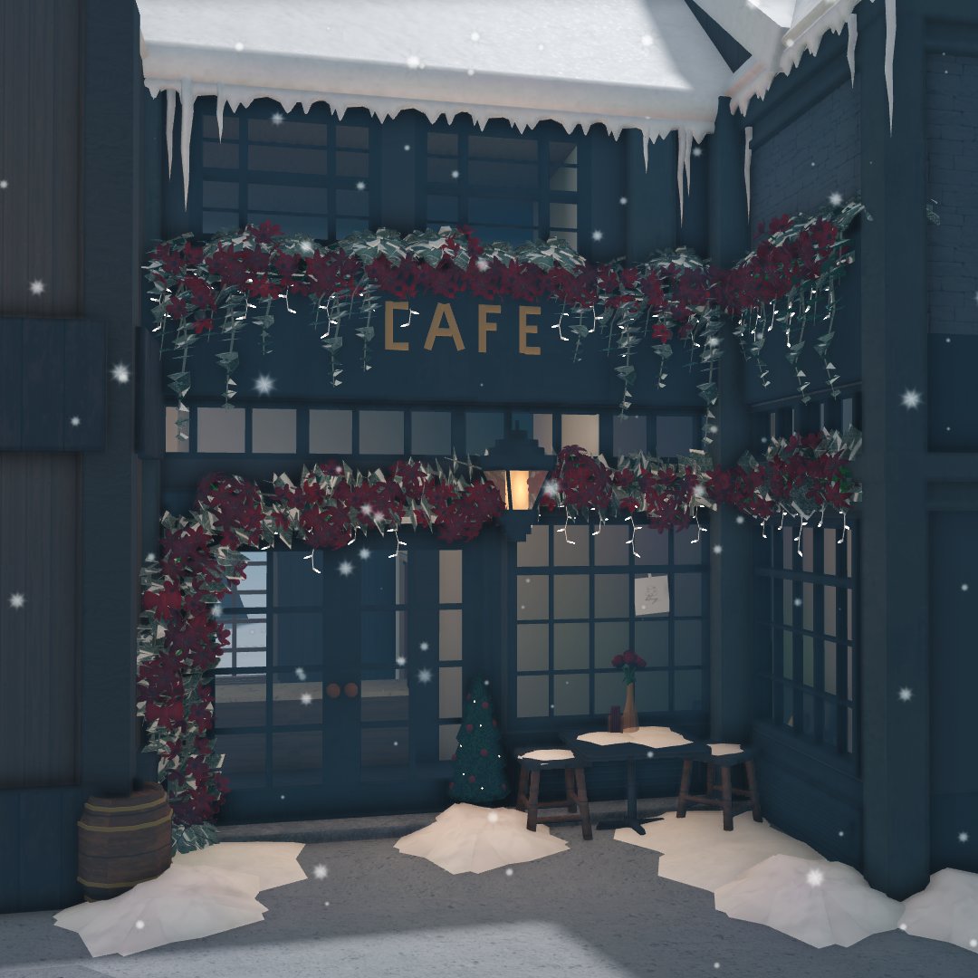 NoonLou1's tweet photo. 🎄A winter cafe exterior. What do you think guys, should I add anything?
Also should I do a video how I do the inside of this cafe??? #bloxburgbuilds https://t.co/ChYR2mN1WQ