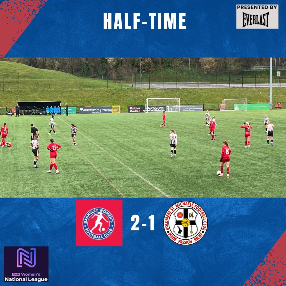 Half time 2-1 to the Reds. After going behind the Reds have comeback with goals from Bartup and Snelson.