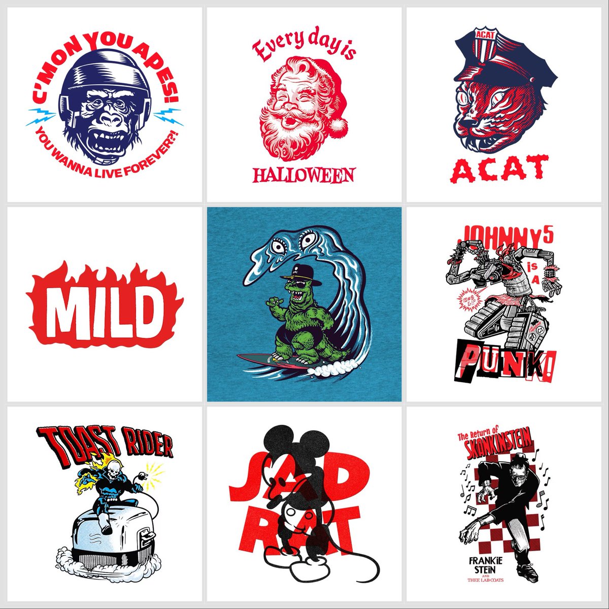 gimetzco's tweet photo. I didn’t realize I designed so much stuff this year.
You should probably get some…
https://t.co/19VmbyYI1L
#Godzilla #mickeymouse #punk #johnnyfive #Beetlejuice #ska https://t.co/MumF2s2gX7