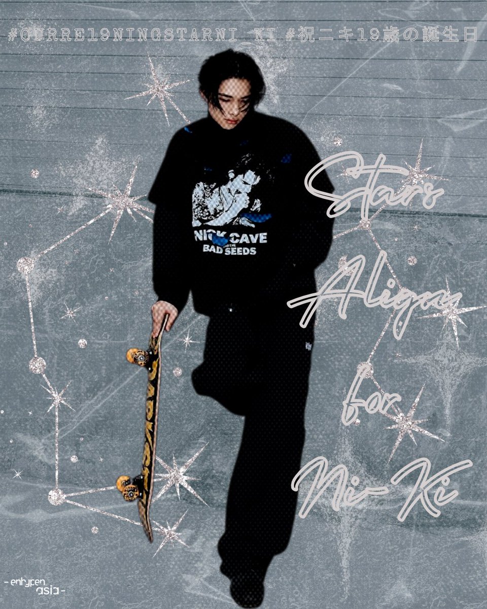 AsiaEnhypen's tweet photo. To ENHYPEN and ENGENEs forever baby, our NI-KI,

Take a look at the midnight sky, can you see some stars? If not, it’s because you are the star made to light up our lives. Nineteen years ago, the stars aligned for you to become a once-in-a-lifetime kind of star. At such a young age, you are now considered a legendary dance prodigy, a man with such unique vocals, an icon, and one of the most extraordinary performers to grace this industry. Watching you grow and evolve over time has been such a joy and a privilege for us.

We’ve watched you grow from a young boy with big dreams into the strong, inspiring, and incredibly gifted young adult you are now. And let us just say this, you make everything you’ve been through look so easy, even when we know how much courage, time, and effort you put into everything just so you could be where you are now. What amazes us is how you still stay humble, kind, and grounded through all your achievements. That’s rare, and that’s what makes you so special and endearing.

NI-KI, we hope you never get tired of hearing how much love we have for you. We hope you never get tired of feeling all the affection, warmth, and protection we’re always sending your way because you are so deserving of it. You’ll always be our baby, our forever maknae, our forever little star, our forever baby mandu. Until the end of time, we’ll always be here, standing beside you, watching over you, and making sure you’re safe and loved. That’s a promise we’ll always keep because you mean the world to us.

You’ll always be our “baby,” the shining star in ENHYPEN and ENGENEs’ hearts. Even as you grow and accomplish amazing things, you’ll always be our little one.

You’ve grown and changed so much over these years, and seeing you go from the first days of your journey to now as an adult with so much courage and passion has been such a joy for all of us. We’re so lucky to have seen it all, the laughter, the tears, struggles, the growth, your legendary performances, your wins and we wouldn’t trade it for anything. You are a living proof that dreams do come true, and we’re just so thankful we get to be part of your legendary story.

The stars truly do align for you, NI-KI. They’ve always been aligned and always will be because you’re destined for greatness. Your journey is still unfolding, and we can’t wait to see how far you’ll go. We’ll always be here for you, forever.

Happy birthday, our legendary maknae, NI-KI 💜

STARS ALIGN FOR NI-KI
#OurRe19ningStarNI_KI #祝ニキ19歳の誕生日 @ENHYPEN_members @ENHYPEN