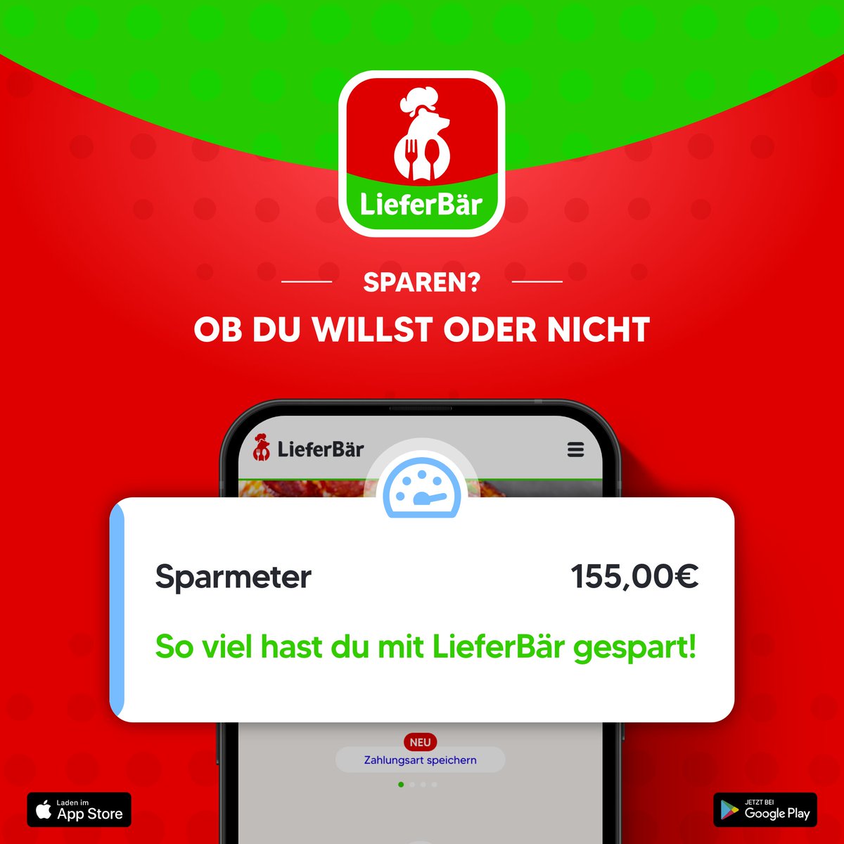lieferbaer's tweet photo. Verrate was dein Sparmeter zeigt 😉 
#EssenBestellen #fooddelivery #Lieferung #Angebote #Heimservice https://t.co/RGajsVuNYp