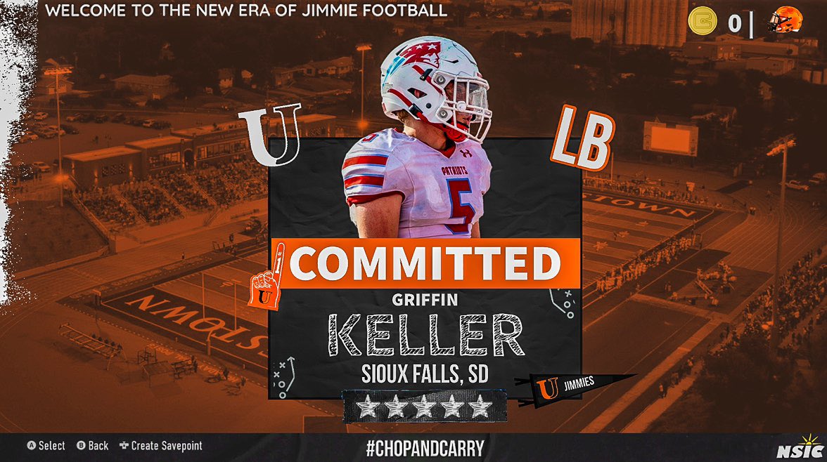 Griffin Keller (@griffinkeller6) on Twitter photo I would like to thank god and my family for helping me through this process and being by my side. After a great visit I’m excited to announce I’m committing to the University Of Jamestown. Go jimmies!⚫️🟠
<a href="/JimmieFootball/">Jamestown Football</a> <a href="/CoachZim_UJ/">Josh Zimmer</a> <a href="/Coach_Mistro/">Brian Mistro</a> <a href="/CoachSClancy/">Shane Clancy</a> I would like to thank god and my family for helping me through this process and being by my side. After a great visit I’m excited to announce I’m committing to the University Of Jamestown. Go jimmies!⚫️🟠
<a href="/JimmieFootball/">Jamestown Football</a> <a href="/CoachZim_UJ/">Josh Zimmer</a> <a href="/Coach_Mistro/">Brian Mistro</a> <a href="/CoachSClancy/">Shane Clancy</a>