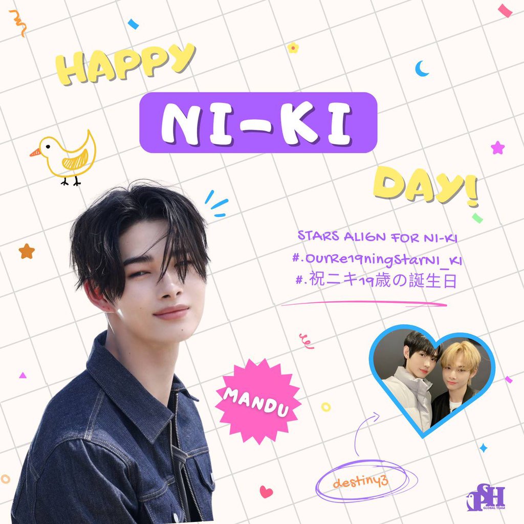 PSHGlobalTeam's tweet photo. Happy birthday to Enhypen’s incredible maknae, Ni-ki! 🎉🎂

Time flies, and it’s truly amazing to see how much you’ve grown, not only as an idol but as a person. Your passion and energy reflects how incredible you are. You bring so much joy to Enhypen and to the hearts of every Engene. Like the stars aligning, your future is full of endless possibilities. Cheers to many more memories you’ll create with Sunghoon and Enhypen!

STARS ALIGN FOR NI-KI
#OurRe19ningStarNI_KI
#祝ニキ19歳の誕生日
@ENHYPEN_members