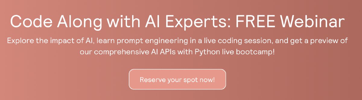 kodecodev's tweet image. ⏰ Last chance! Only 2 days left to sign up for our AI API Bootcamp Webinar on Dec 10 at 11:30 AM ET!
Don’t miss this opportunity to experience a live technical lesson, explore our curriculum, and get a promo code for bootcamp registration. Take your first step toward mastering…