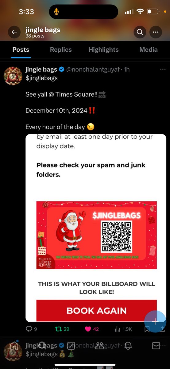 cryptomat140570's tweet photo. @dxrnell You should look at $Jinglebags 
The dev burnt 7k supply and got billboards in NYC flying out there as well. Don't miss out 🚀🔥💎

Ca:Hj6YuSaDdxb1fYv5ZrvuEm77wqwA8E4NSrpjRfvYpump

Tg:https://t.co/UhtYbyotq8 https://t.co/oLxv60B9ij