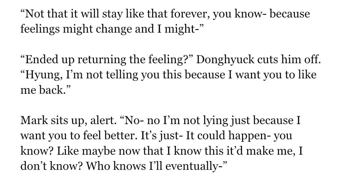 alisastfupls's tweet photo. why does dh think someone (mark) can’t fall in love with him?
very specific person (mark) told him about something👇🏻 https://t.co/AlEGTTXFte