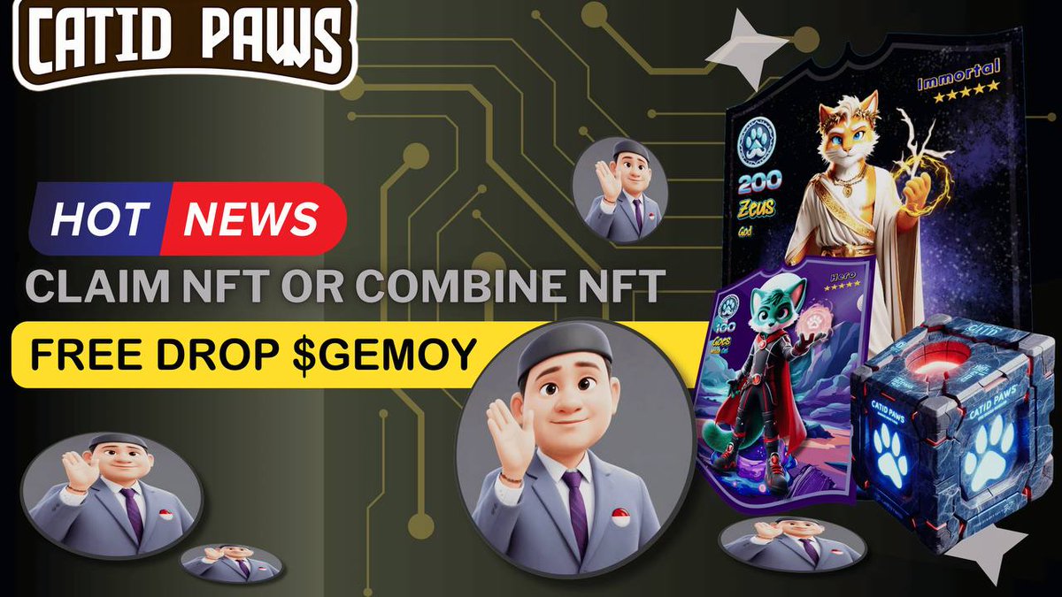🏁New Update : 
Free Drops $Gemoy  <a href="/gaspump_tv/">GasPump</a> 
- Claim NFT Heroes with minimum 0.2 TON get automatic.
- Combine NFT Heroes with TON get automatic. 

Limited Edition ! 
Check $Gemoy Price here (t.me/gaspump_bot/ap…) 👈

#catidpaws #firedrops #ton