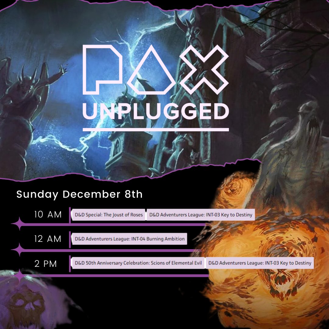 baldmangames's tweet image. This is it…the last stretch of @pax  UNPLUGGED. Have you partaken of a session of the world’s greatest role playing game yet? Find our game space in level 2! Our learn to plays even take walk ups! #dnd