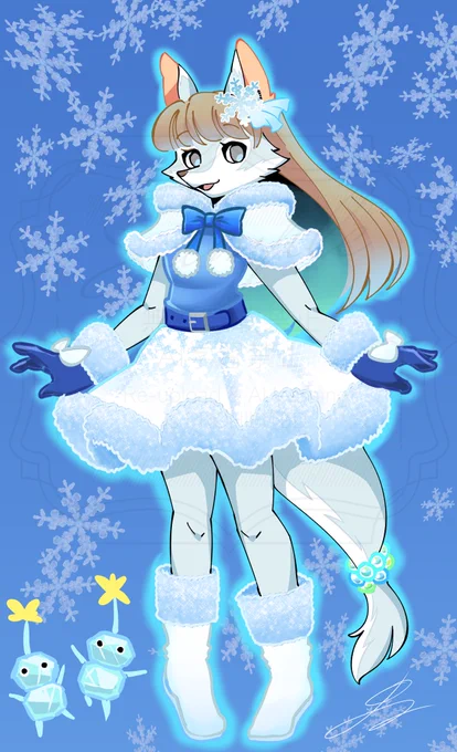 SnowFrake Dress(from Pikmin Bloom Mii outfits) Helen with Ice Pikmin 