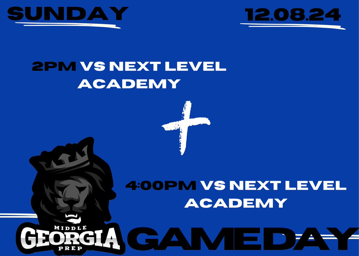 🚨GAMEDAY🚨

🆚 Next Level Academy 

⏰ 2pm &amp; 4pm

📍419 college drive 
Barnesville, Ga 

#MGP
#TheⓂ️