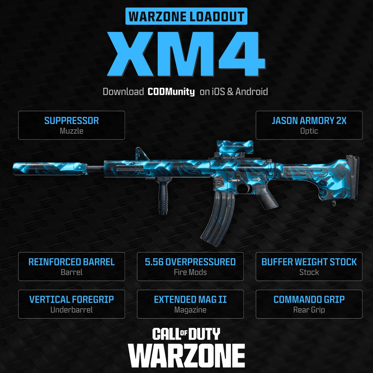 CODMunityGG's tweet photo. ‼️ BEST XM4 LOADOUTS ‼️

🟠 BO6 Multiplayer.
🔴 BO6 Zombies.
🔵 Warzone.