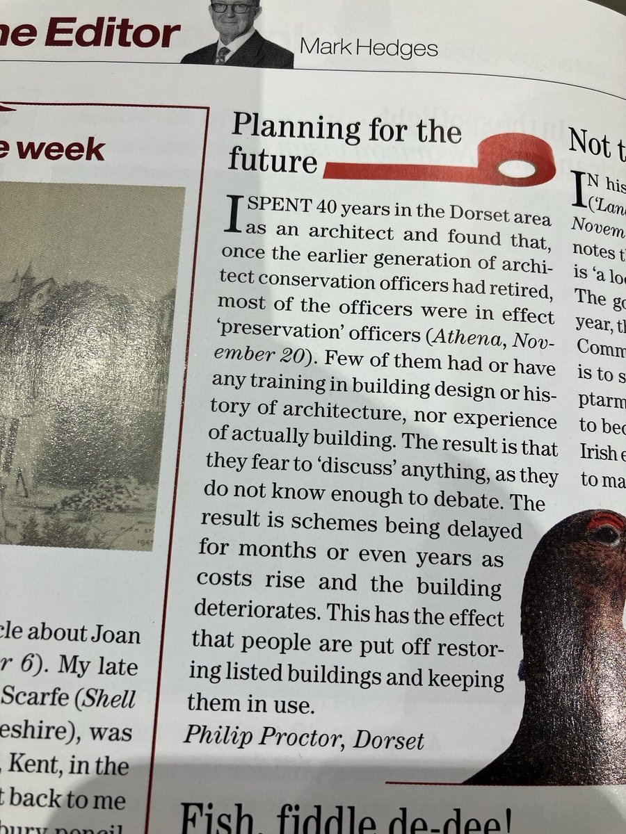 Letter in country life worth discussing….we must keep old buildings in use.