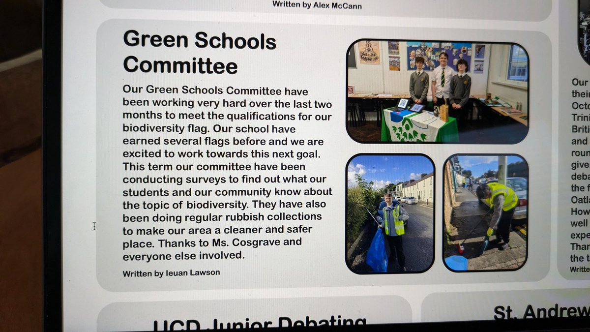 oatlands_green's tweet photo. Our school recently set up a Newsletter team to publish each term. Our committee now has another way to raise awareness and let people know about our work! @GreenSchoolsIre https://t.co/qC180CjCpv