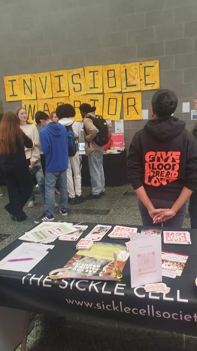 InvisWarriorSCD's tweet image. Thank you @givebloodlove for joining us at the #ImperialLates last week to raise awareness for #BlackBloodDonation. Find more information and sign up to donate via: blood.co.uk
@ImperialSpark @GiveBloodNHS @imperialcollege
#blooddonation #givebloodspreadlove