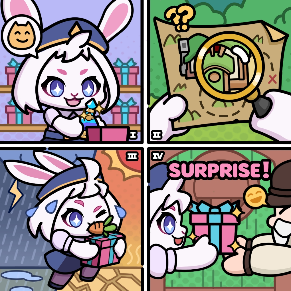 PalioAI's tweet photo. 𝐏𝐚𝐥𝐢𝐨𝐀𝐈 𝐒𝐞𝐫𝐢𝐞𝐬 𝐈𝐗

🎁Bunny Gift Ambassador on Duty! 

As the gift messenger, Miss Bunny faced wind, rain, and rocky roads.

🐇: 'No matter the weather or the journey, I must deliver this gift!'

After a long trek, Miss Bunny finally arrives.

Shopkeeper: 'You made it through all that? Thank you so much!'

With a smile, she hands over the gift. Mission accomplished! 🌈